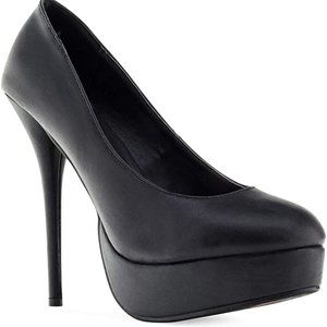❤ Size 10.5/11 Black Platform Pumps, Stiletto Heels (sized 43) Andres Mochado